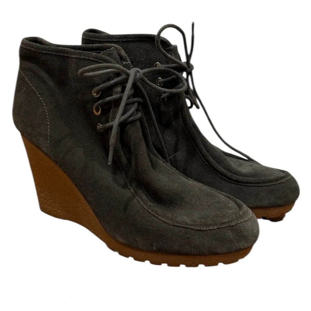 Michael Michael Kors Womens Rory Wedge Bootie 11 M Suede Ankle Deep Green